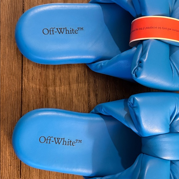 NIB [Off-White] Oversized Bow Blue Leather Slip-On Sandals Women’s EU 36 / US 6 - Picture 10 of 14
